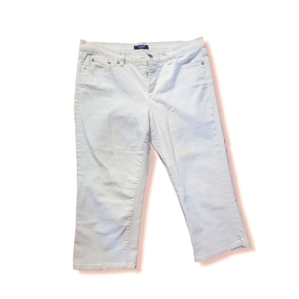 Ralph Lauren Chaps High Waist White Denim Cropped Jeans Size 10 Petite